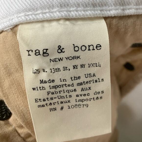 Rag & Bone Fit 2 Slim Jean White Mid Rise Size 31 - Picture 10 of 10
